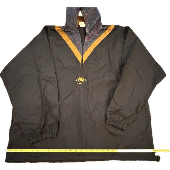 Vintage Pro Spirit 1/2 Zip Windbreaker Jacket Men’s XL Black – Retro 90s Style - Picture 5 of 10